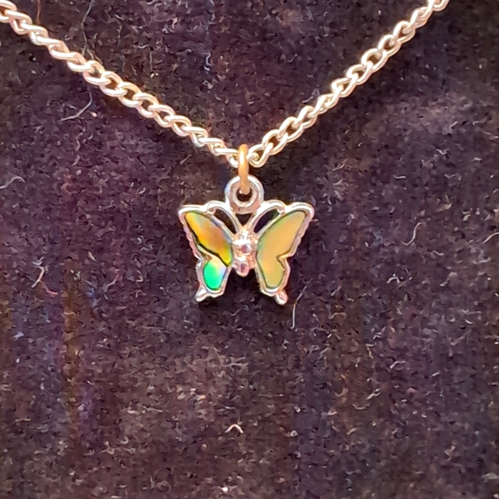 Silver Toned Butterfly Chain Necklace